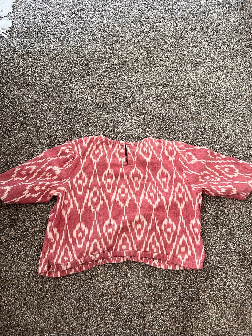 fabindia Pink and Cream Ikat Crop Top